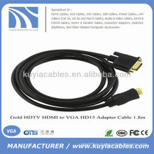 6 Pies HDMI macho a VGA 15 pines HD15 macho cable 1080p oro 24 K